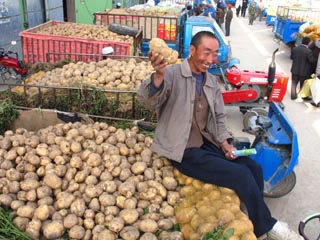 甘肃省定西市安定区农民在当地的马铃薯