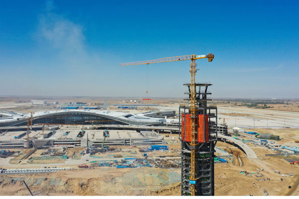 呼和浩特新机场空管工程塔台主体结构完成封顶